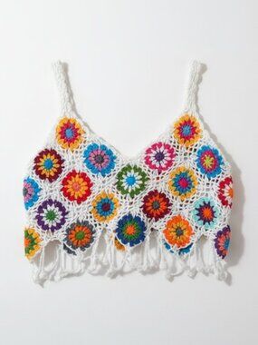 🌸 Artisan Handmade Bali Granny Square Crochet Crop Top 🌸